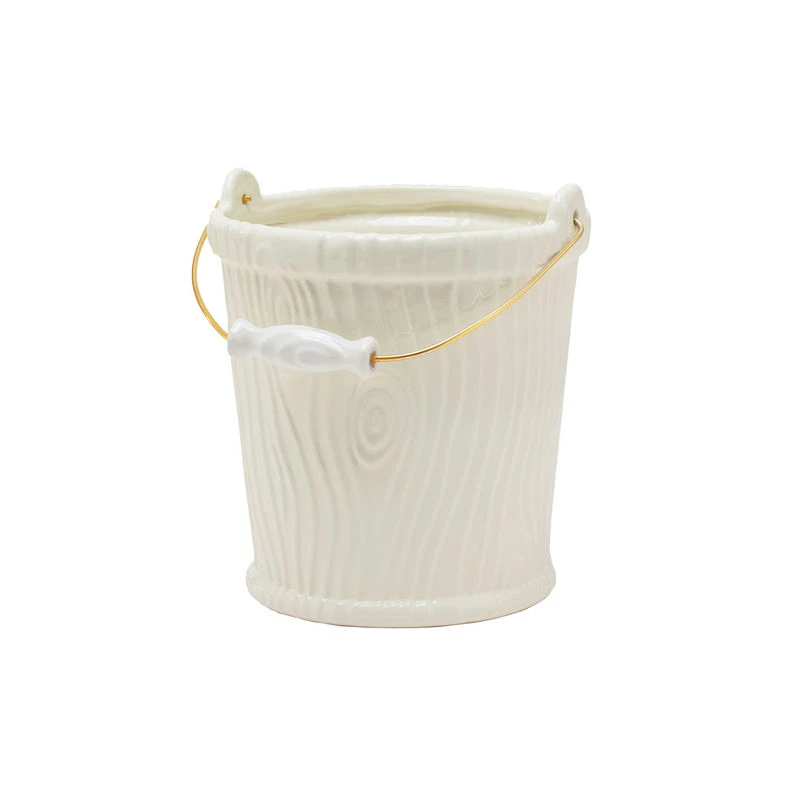 Wood Ware Champagne Bucket - / Vase - Ø 28 X H 31 Cm / Ribbed Porcelain With Wood Effect - Seletti