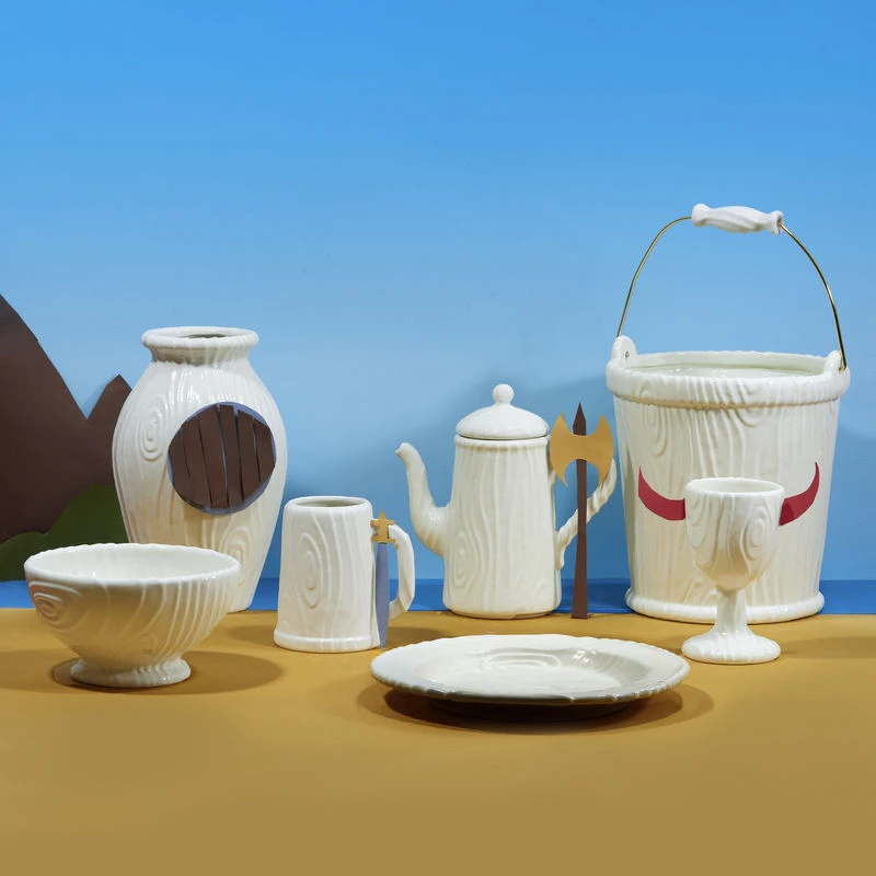 Wood Ware Champagne Bucket - / Vase - Ø 28 X H 31 Cm / Ribbed Porcelain With Wood Effect - Seletti - Image 3