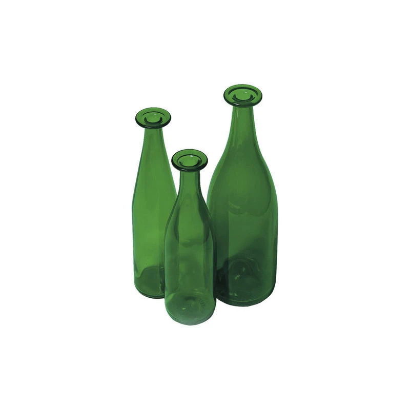 3 Green Bottles Vase - / Carafes - Set Of 3 Bottles - 75 & 150 Cl - Cappellini