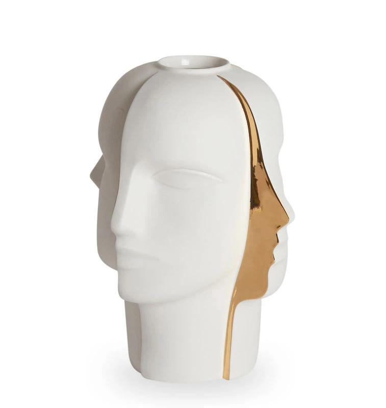 Atlas Split Vase - / Porcelain - Faces In Relief - Jonathan Adler - Image 2