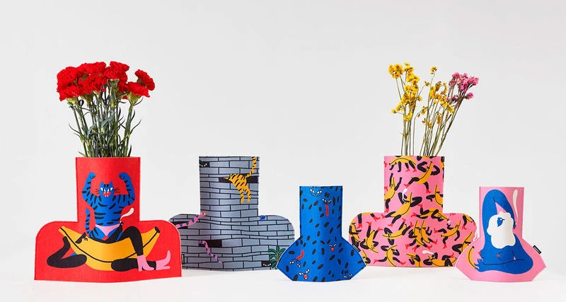 Flower Power Large Vase Cover - / H 35 Cm - Felt - Sancal - Image 4