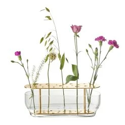 Ikebana Long Vase - / Laiton & Verre - H 10 Cm - Fritz Hansen