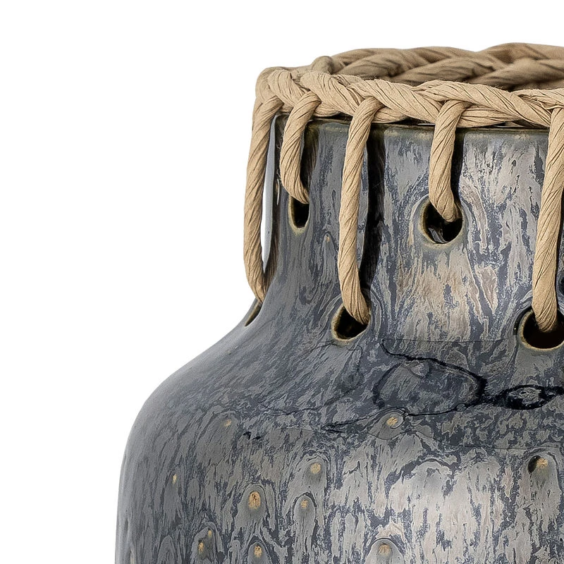Janel Vase - / Ceramic & Rattan - Ø 17 X H 21 Cm - Bloomingville - Image 2