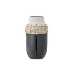 Janie Vase - / Ceramic & Rattan - Ø 16 X H 32 Cm - Bloomingville