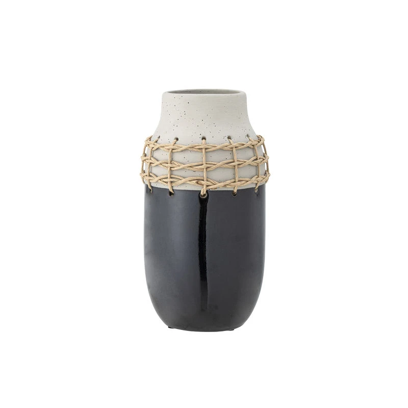 Janie Vase - / Ceramic & Rattan - Ø 16 X H 32 Cm - Bloomingville