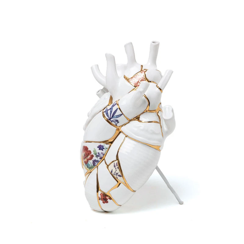 Love In Bloom Kintsugi Vase - / Human Heart In Porcelain And 24K Gold - H 25 Cm - Seletti - Image 4