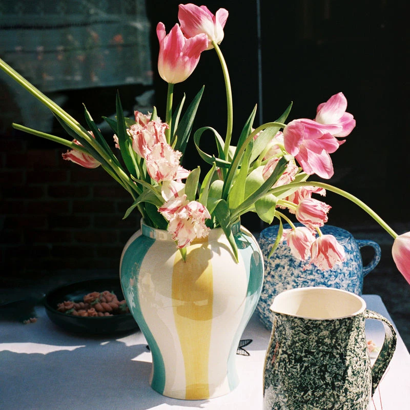 Sobremesa Large Vase - / Ø 19 X H 25 Cm - Sandstone - Hay - Image 2