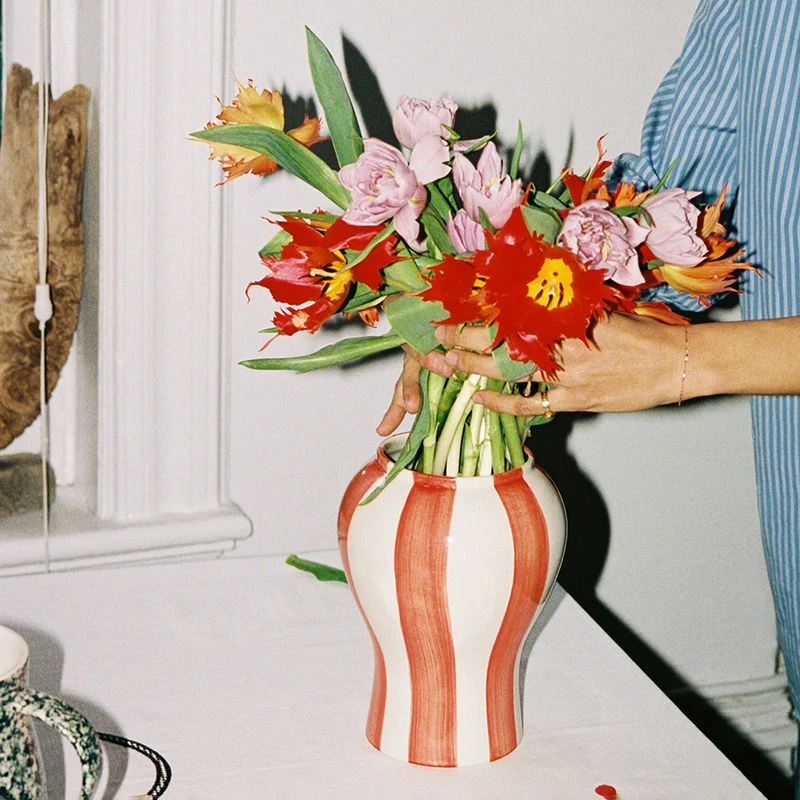 Sobremesa Small Vase - / Ø 19 X H 22 Cm - Sandstone - Hay - Image 2