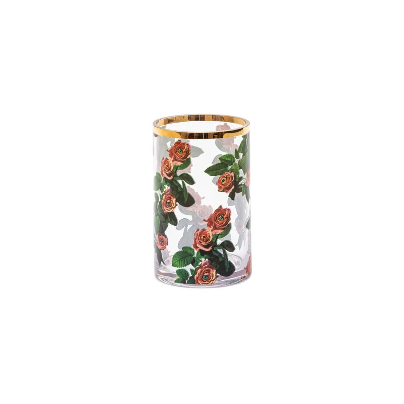 Toiletpaper - Roses Vase - / Small - Ø 9 X H 14 Cm / 24K Gold Detail - Seletti